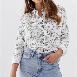ASOS dinosaur print abstract button up shirt